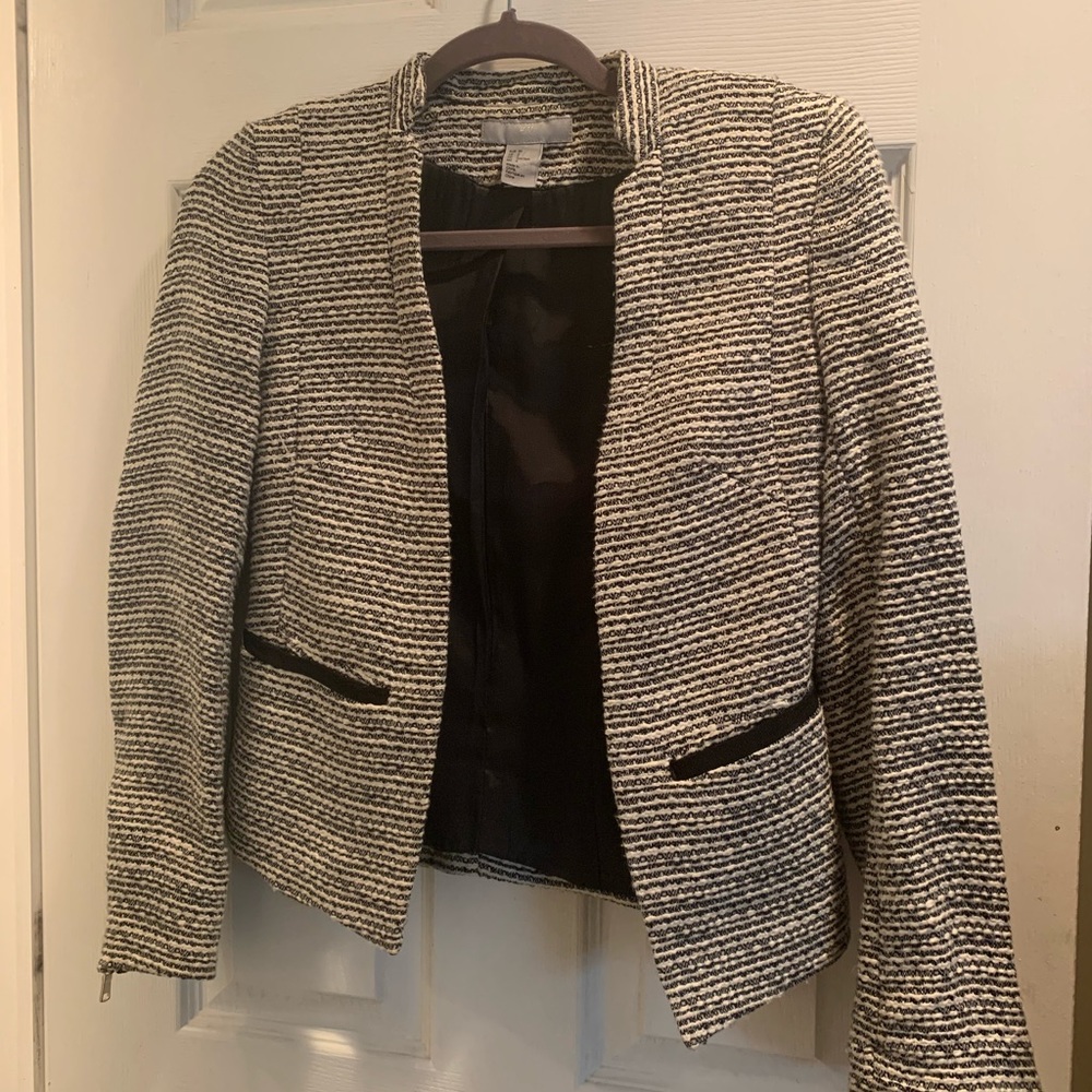 H&M Suit Jacket - black and white